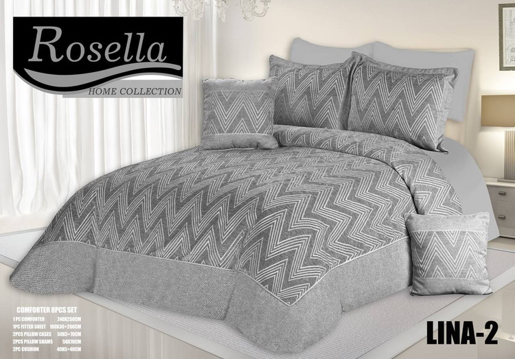 سرویس لحاف روتختی مخمل ژاکارد برند Rosella مدل LINA دو نفره 8 تکه