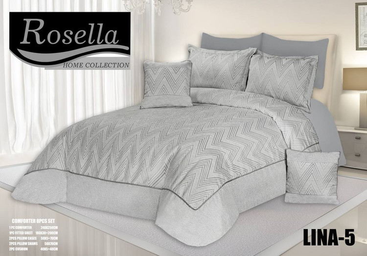 سرویس لحاف روتختی مخمل ژاکارد برند Rosella مدل LINA دو نفره 8 تکه