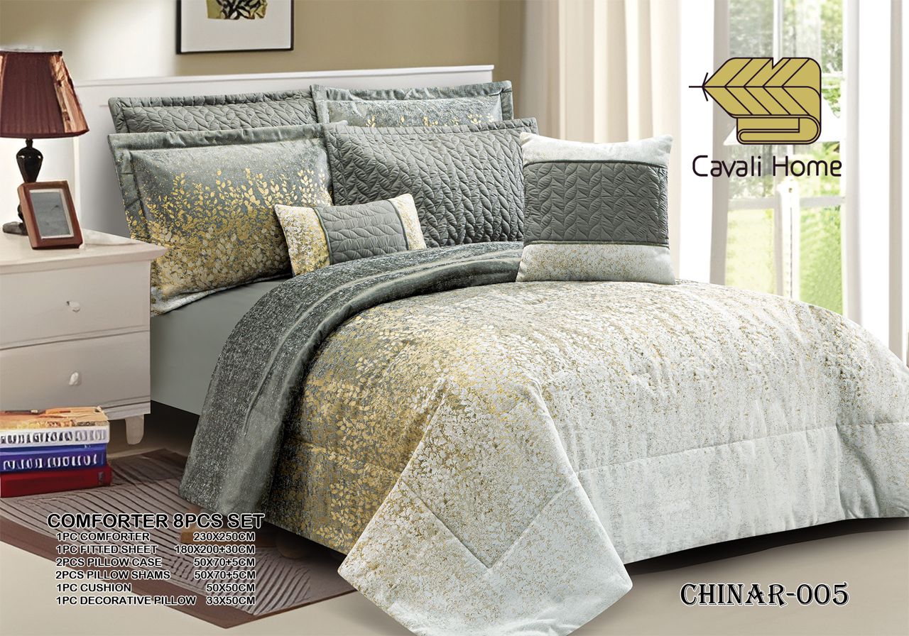 سرویس لحاف روتختی Cavali homeدو نفره 8 تکه مدل CHINAR